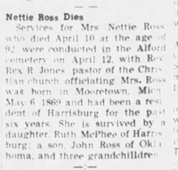 Nettie Ross obituary